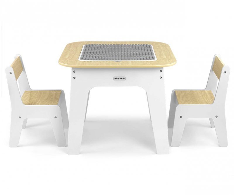 Milly Mally Zestaw mebli Olaf Blocks - Stolik i dwa krzesełka White
