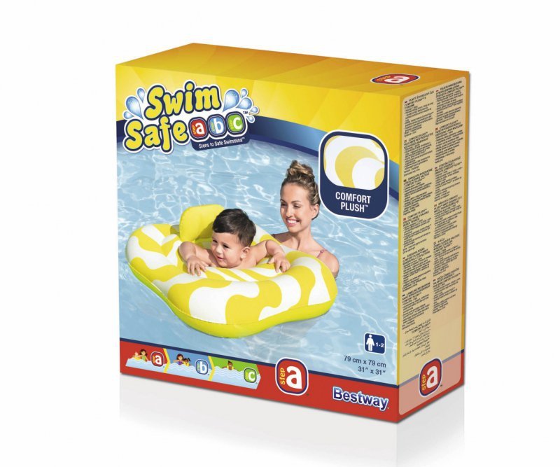 Bestway Siedzisko do nauki pływania Kwadrat Swim Safer Comfort Plush Zółte fale 76cm x 76cm