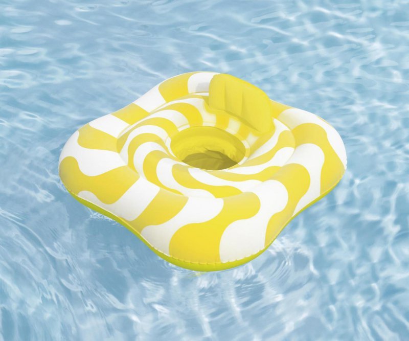 Bestway Siedzisko do nauki pływania Kwadrat Swim Safer Comfort Plush Zółte fale 76cm x 76cm
