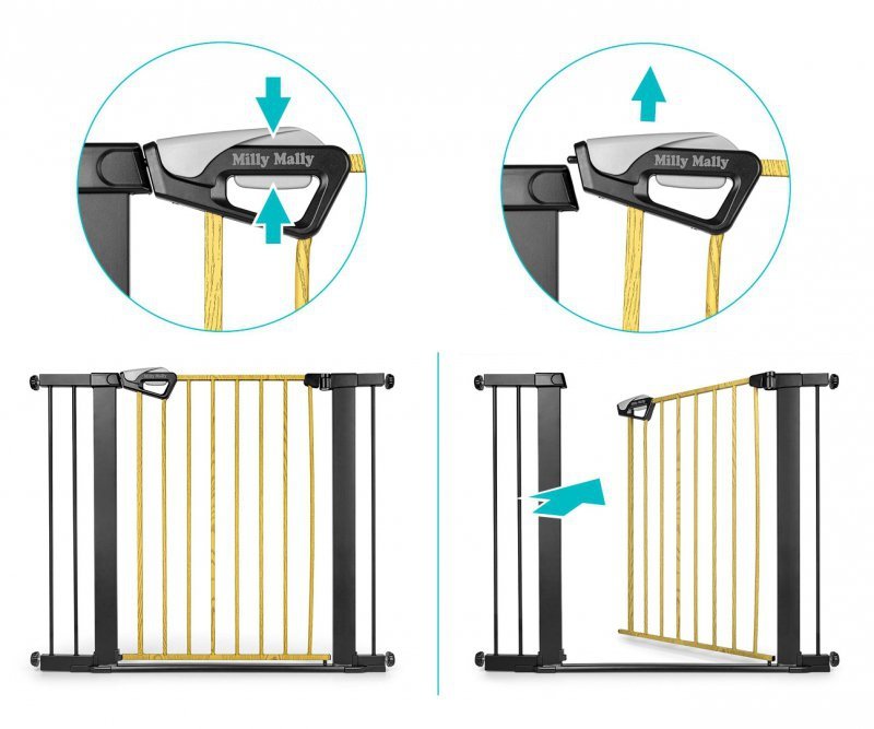 Milly Mally Bramka zabezpieczająca Barierka na schody Guardy 83 Black Natural