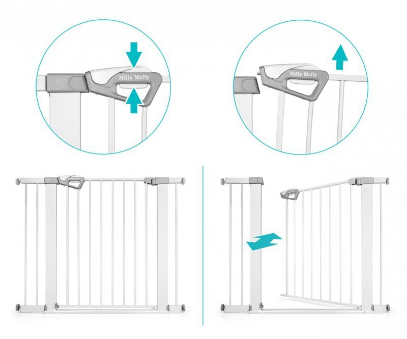 Milly Mally Bramka zabezpieczająca Barierka na schody z rozszerzeniami Guardy 104 White