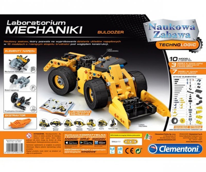 Clementoni Naukowa Zabawa Lab Laboratorium Mechaniki - Buldożer