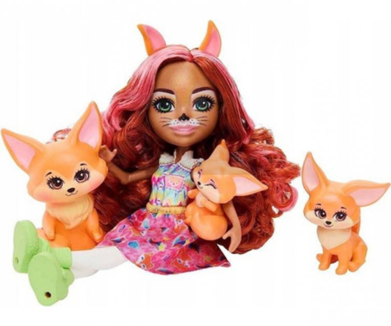 Mattel Enchantimals Zestaw Lalka Fennec Fox i Rodzina Lisków